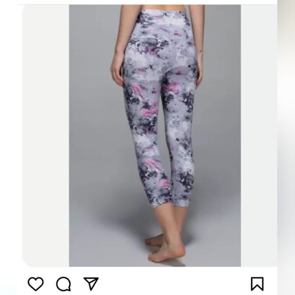 Lululemon Wunder Under Crop Size 4 - White Floral - Picture 1 of 1